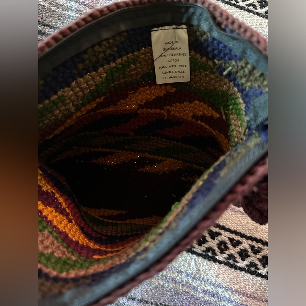 vintage • crochet colorful handbag from guatemala cute boho purse - Picture 5 of 6